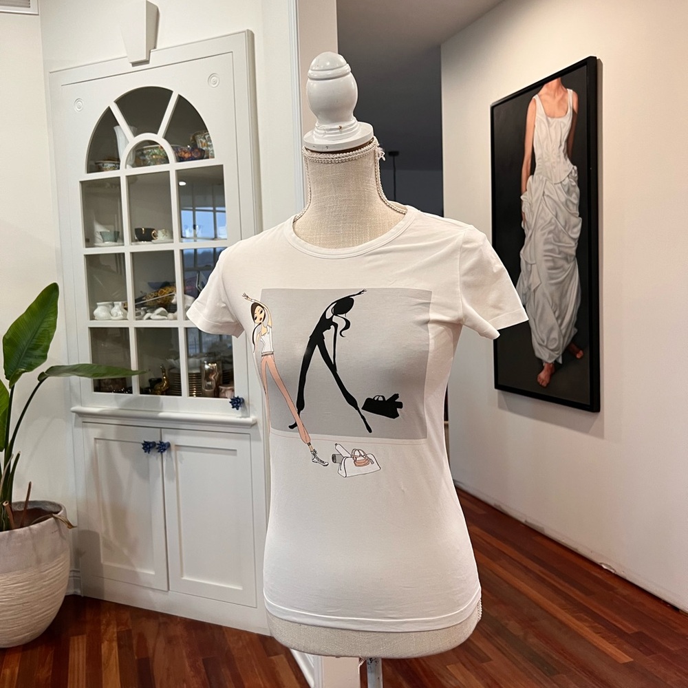 Celine White Graphic Tee